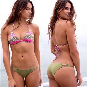 Frankie’s Bikinis “Coco” top in Pink Ikat size XS